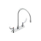 Commercial 26C3934-R7 Sink Faucet, 1.5 gpm, 8 in Center, Gooseneck Spout, Chrome Plated, 2 Handles, Side Spray(Y/N): No, Import, Commercial