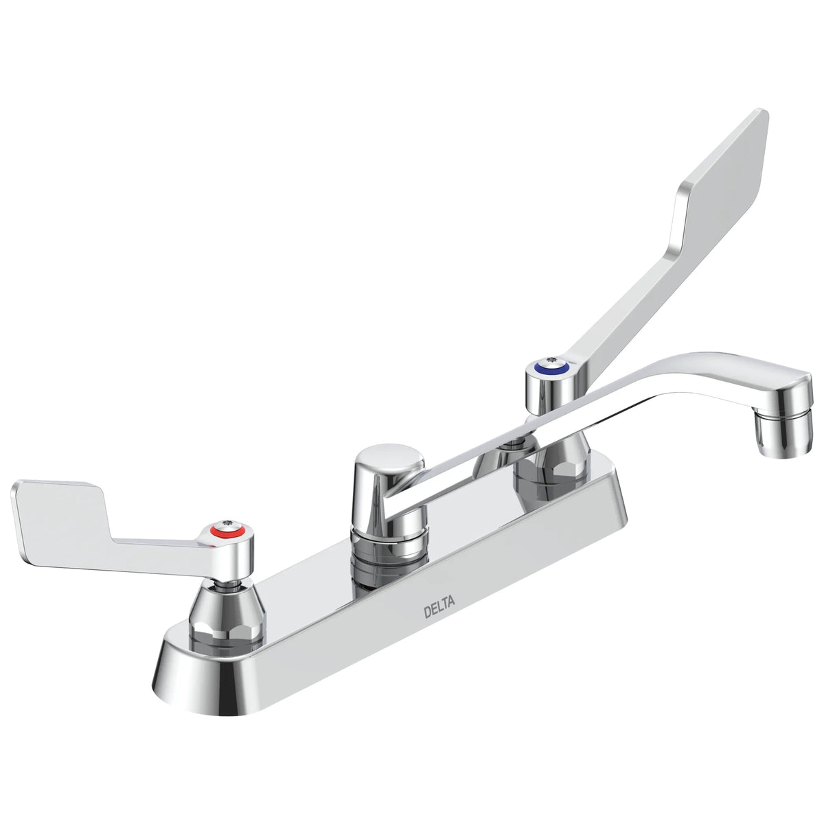Commercial 26T3145 26T3 Sink Faucet, Commercial, 1.5 gpm Flow Rate, 8 in Center, Wallform/Swing Spout, Chrome, 2 Handles