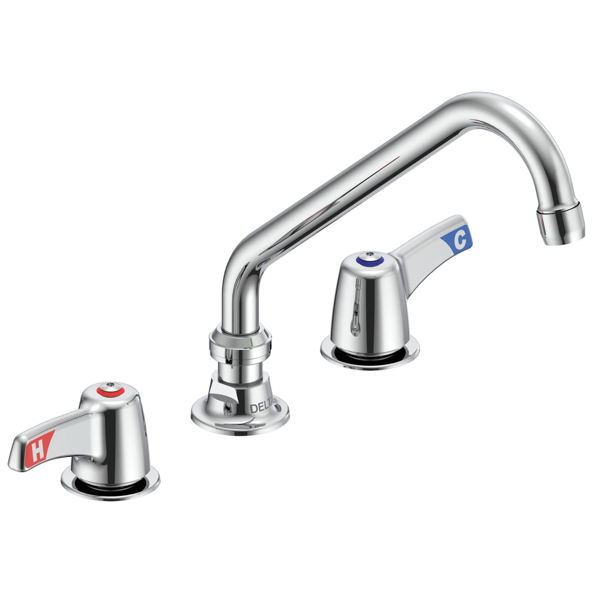 Commercial 27C2243-TI Sink Faucet, Commercial, 1.5 gpm Flow Rate, 8 in Center, Swivel Tubular Spout, Polished Chrome, 2 Handles, Import