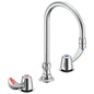 Commercial 27C2942-LS-TI 27T Widespread Sink Faucet, Commercial, 1.5 gpm Flow Rate, 8 in Center, Swivel Gooseneck Spout, Polished Chrome, 2 Handles, Import
