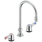 Commercial 27C2953-LS-TI Sink Faucet, Commercial, 0.5 gpm Flow Rate, 8 in Center, Gooseneck Spout, Polished Chrome, 3 Handles, Import