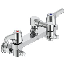 Commercial 28C2063 Service Sink Faucet With Integral Check Stop, Wall Mount, 2 Handles, 8 in Center, 4.5 gpm Flow Rate, Polished Chrome