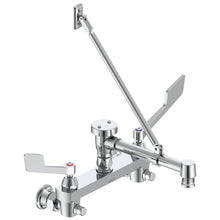 Commercial 28C2385 Service Sink Faucet With Integral Check Stop, Wall Mount, 2 Handles, 8 in Center, 5 gpm Flow Rate, Polished Chrome