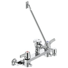 Commercial 28C8183-AC Service Sink Faucet With Integral Check Stop, Wall Mount, 2 Handles, 8 in Center, 5.5 gpm Flow Rate, Rough Chrome