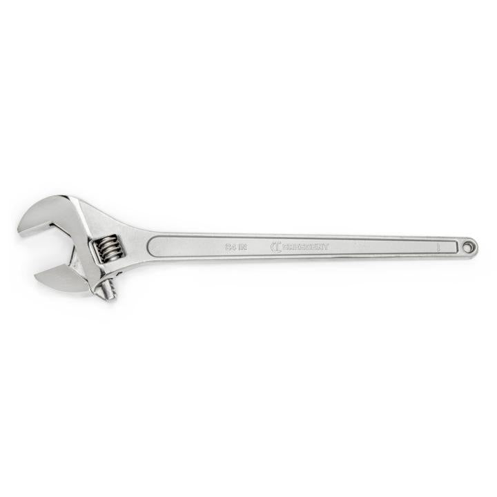 Crescent® AC224BK Adjustable Wrench, 2-7/16 in, Polished Chrome, 24 in OAL, Heat Treated Alloy Steel Body, Heat Treated Alloy Steel