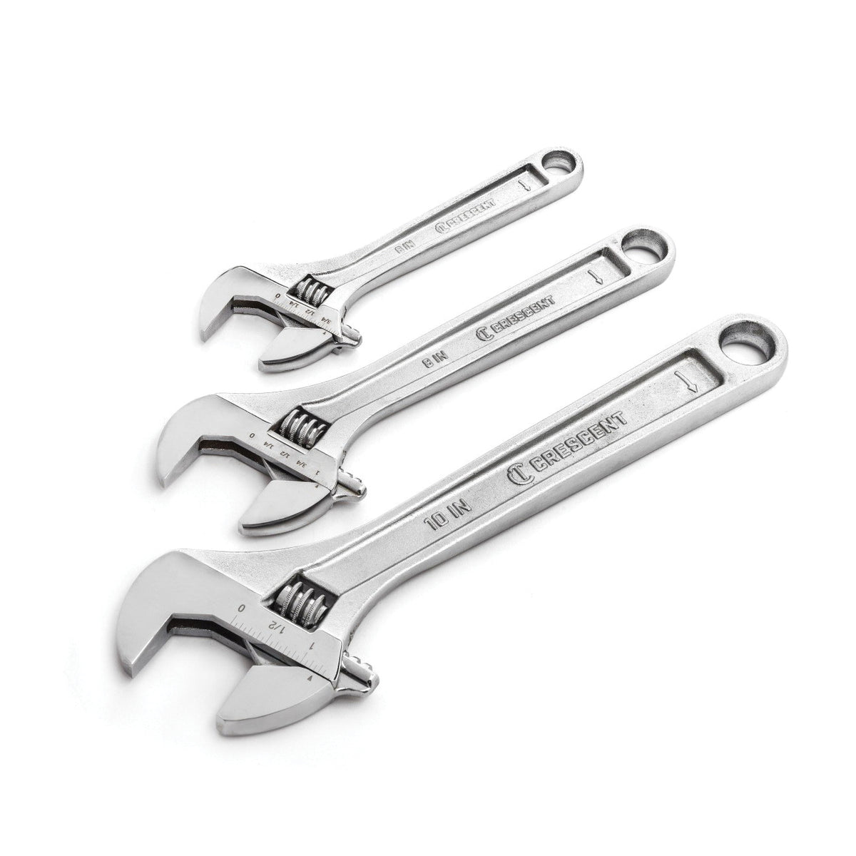 Standard Length Adjustable Wrench Set - 3 Pieces