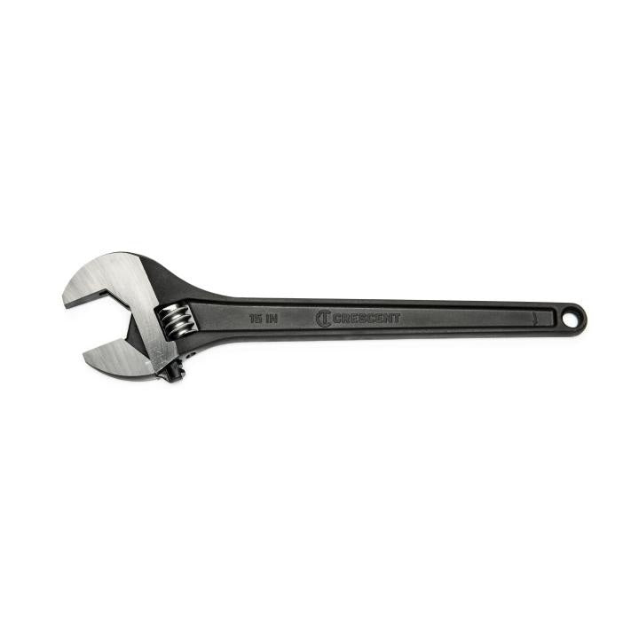 Crescent® AT215BK Adjustable Wrench, 1-11/16 in, Black Oxide, 15 in OAL, Heat Treated Alloy Steel Body, Heat Treated Alloy Steel