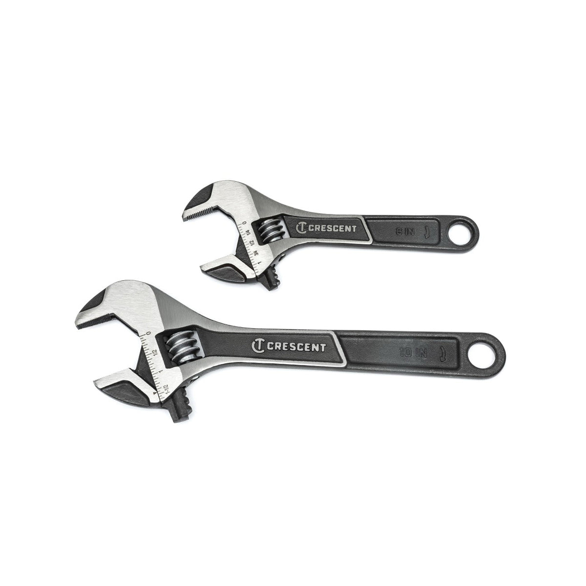 Crescent® ATWJ2610VS Standard Length Adjustable Wide Jaw Wrench Set, 2 Pieces, 6 to 10 in, Black Phosphate