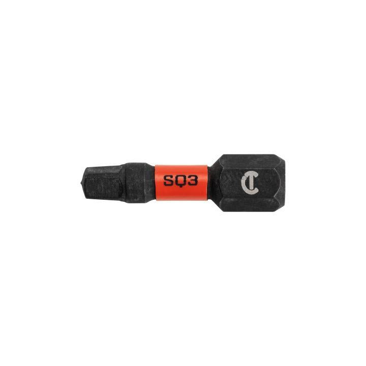 Crescent® CAVB1SQ3-25 Impact Power Bit, 3 Point, 1 in OAL, Black Oxide, S2 Steel