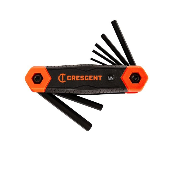 Dual Material Folding Standard Length Hex Key Set - 8 Pieces