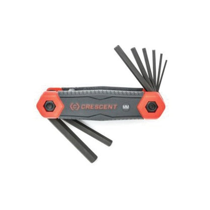 Dual Material Folding Standard Length Hex Key Set - 8 Pieces