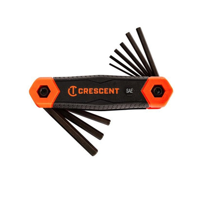 Dual Material Folding Standard Length Hex Key Set - 9 Pieces