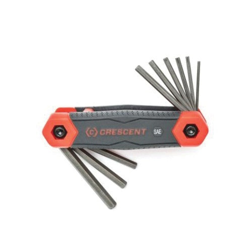 Dual Material Folding Standard Length Hex Key Set - 9 Pieces