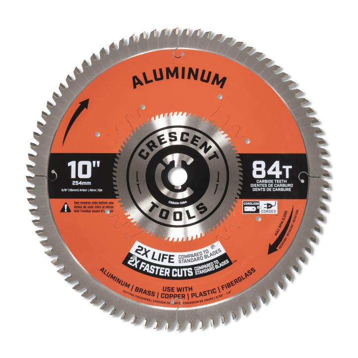Crescent® CSBAM-1084 Medium Circular Saw Blade, 10 in Dia, 5/8 in Arbor, Aluminum Blade, 84 Teeth