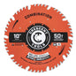 Crescent® CSBCM-1050 Combination Circular Saw Blade, 10 in Dia, 5/8 in Arbor, Steel Blade, 50 Teeth
