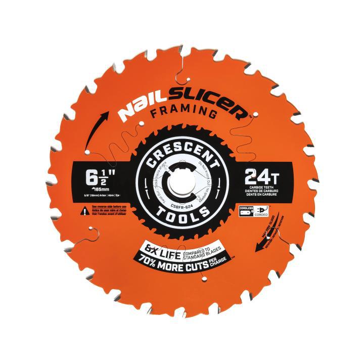 Crescent® CSBFR-624 NailSlicer Framing Circular Saw Blade, 6-1/2 in Dia, 5/8 in Arbor, 24 Teeth