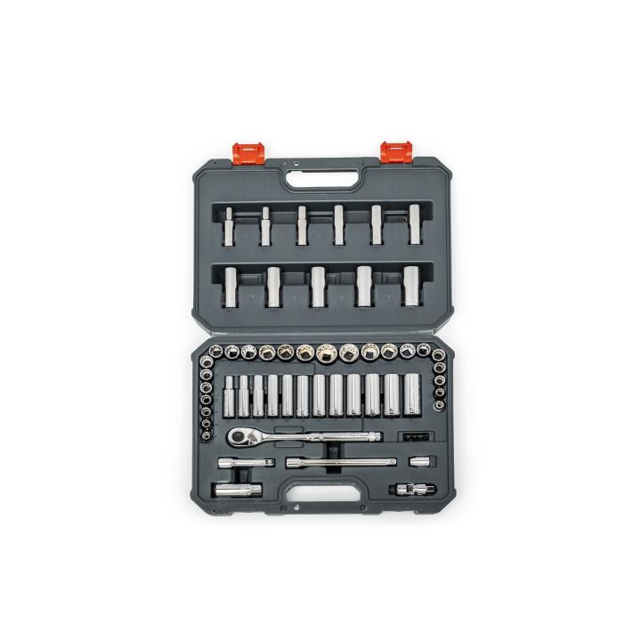 Crescent® CSWS10C Mechanics Tool Set, ANSI/ASME, 3/8 in Drive, 57 Pieces, Included Socket Size: Yes, Blow Mold Case Container