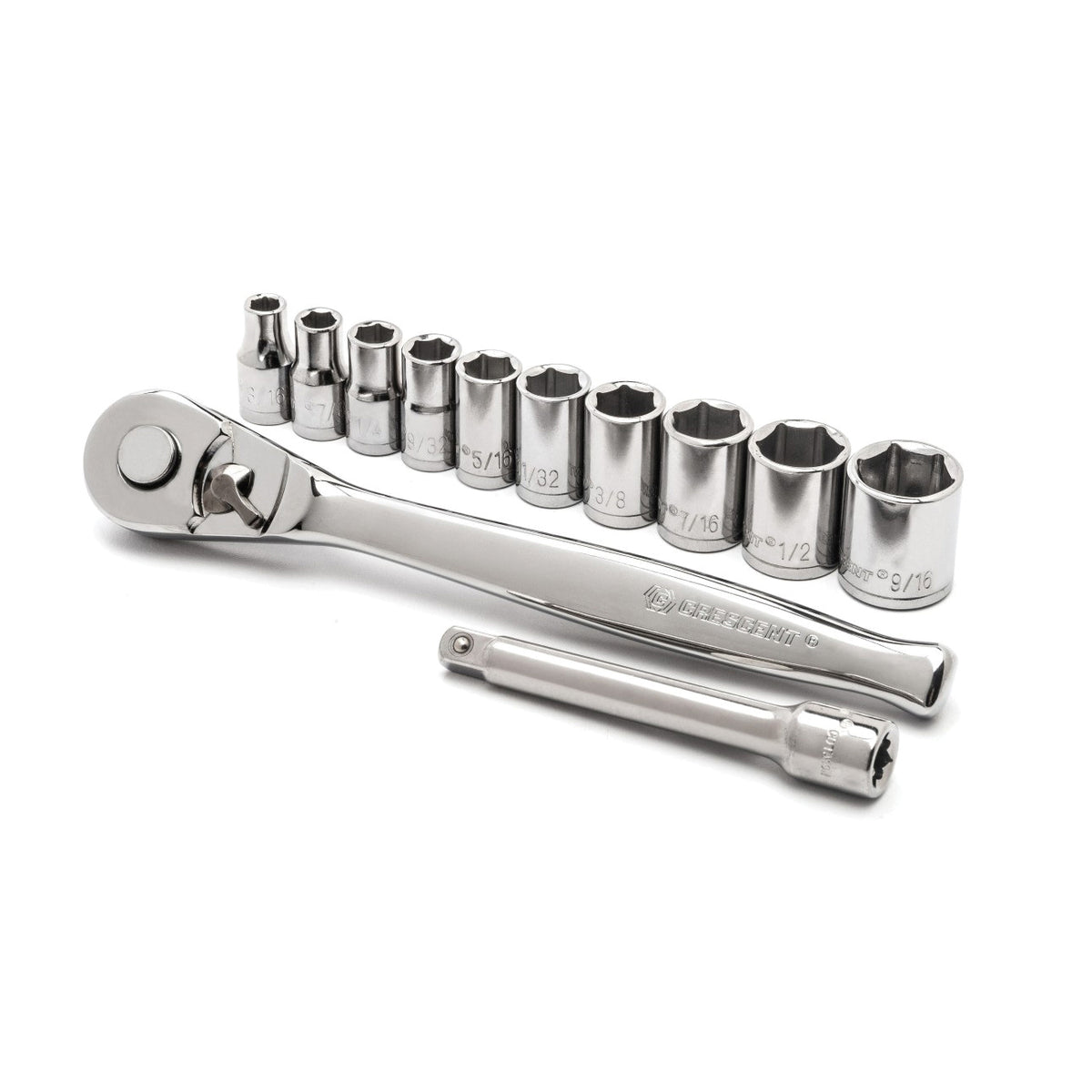 Mechanics Tool Set - Polished Chrome - 1/4" Drive