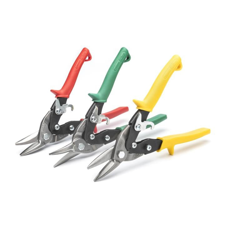 Wiss® M123R Aviation Snip Set, 18 ga Steel Cutting Capacity, 4-1/2 in L Handle, 1-1/2 in L Blade, 3 Pieces, Steel