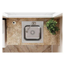 DAYTON® DPC12020100 Laundry Sink, Premium Highlighted Satin, Squared Shape, 15-3/4 in L x 14 in W Bowl x 10 in D Bowl, 20 in L x 20 in W x 10-1/8 in H, Drop-In/Top Mounting, 304 Stainless Steel