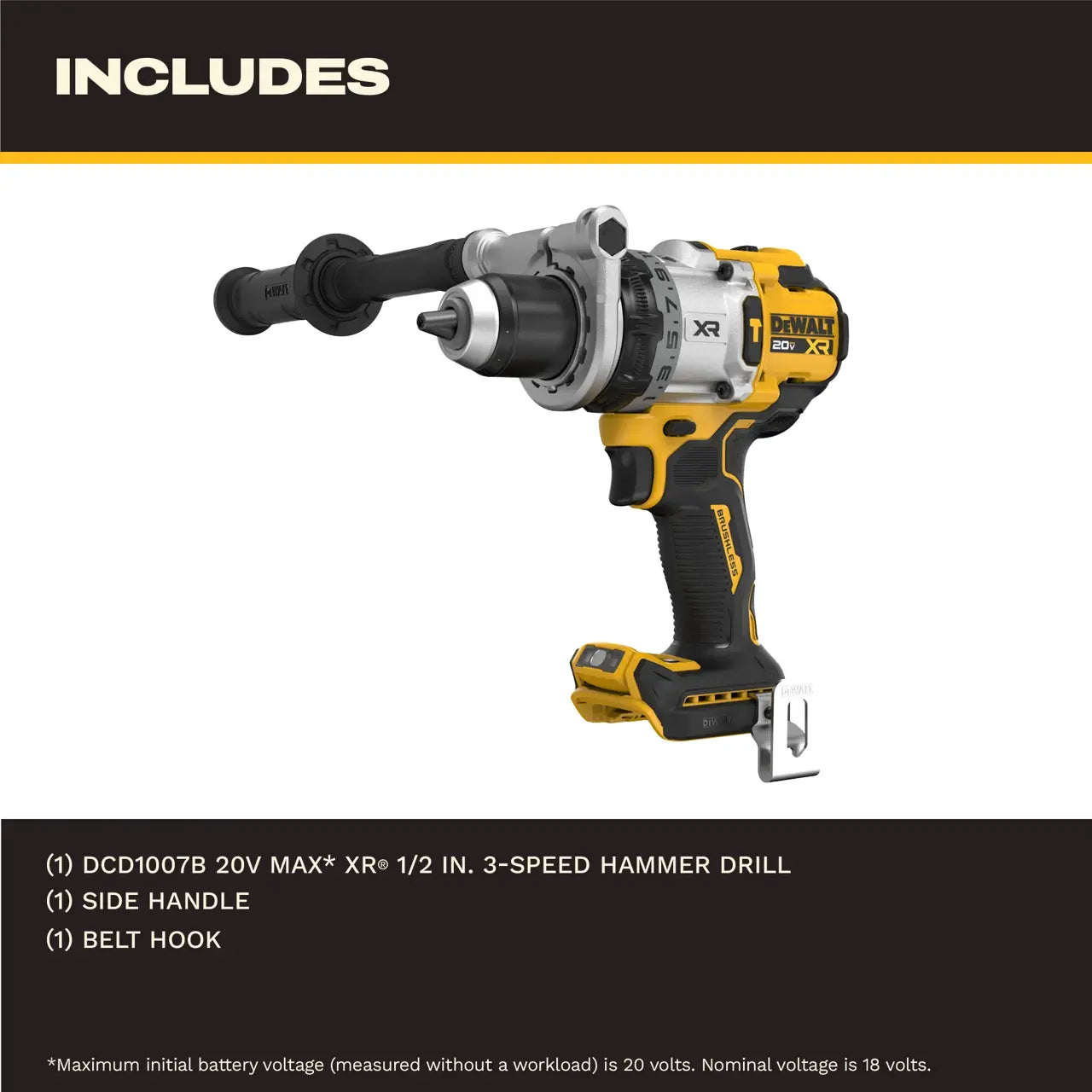20V MAX* XR® Brushless 1/2 In. 3-speed Hammer Drill (Tool Only)
