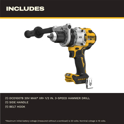 20V MAX* XR® Brushless 1/2 In. 3-speed Hammer Drill (Tool Only)