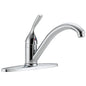 DELTA® 100-DST Classic Kitchen Faucet, 1.8 gpm Flow Rate, 8 in Center, Swivel Spout, Polished Chrome, 1 Handles