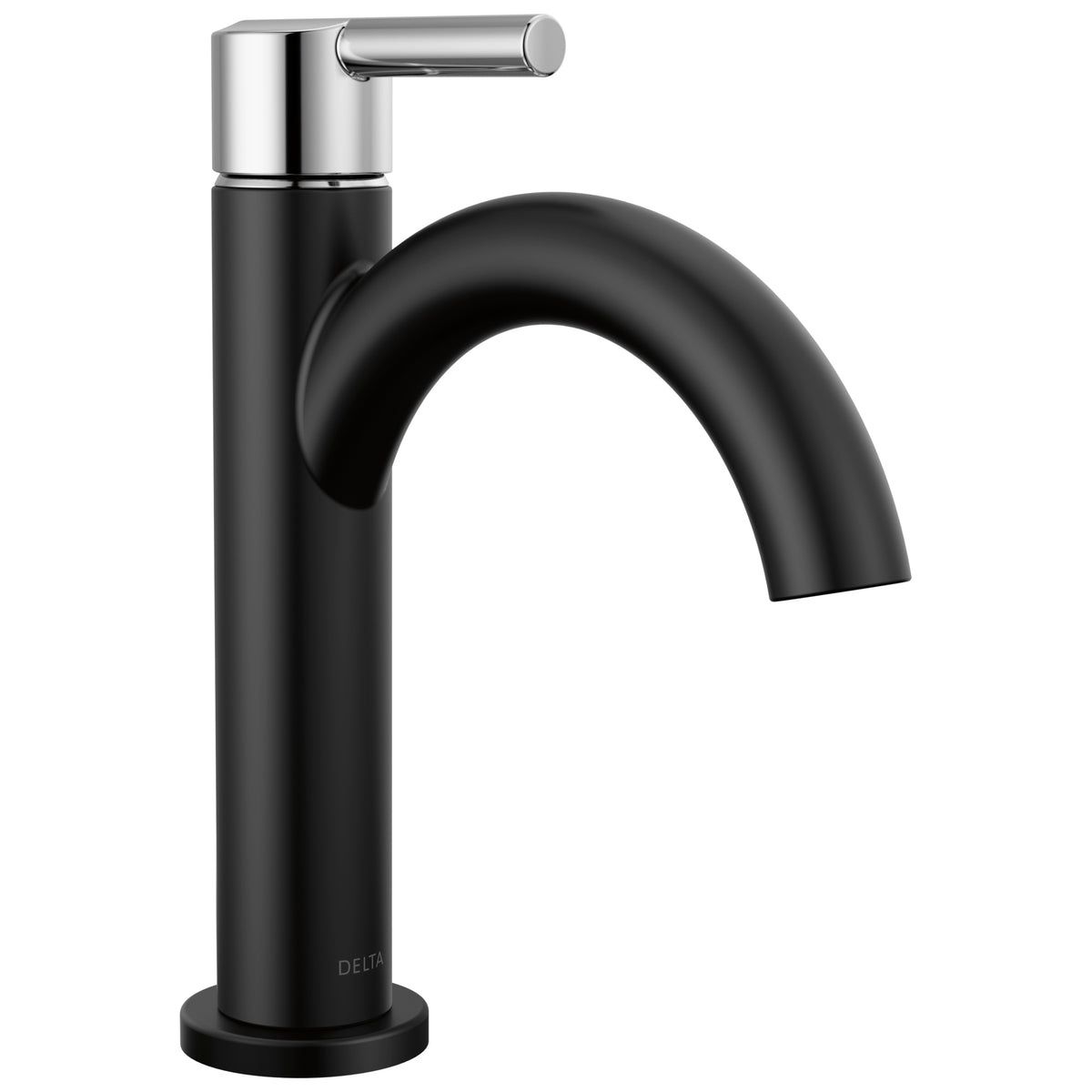 DELTA® 15749LF-CS Nicoli™ Single-Handle Bathroom Faucet, 1.2 gpm Flow Rate, 4-1/4 in H Spout, 1 Handles, Pop-Up Drain, 1, 3, 4 Faucet Holes, Black/Chrome, Function: Lavatory