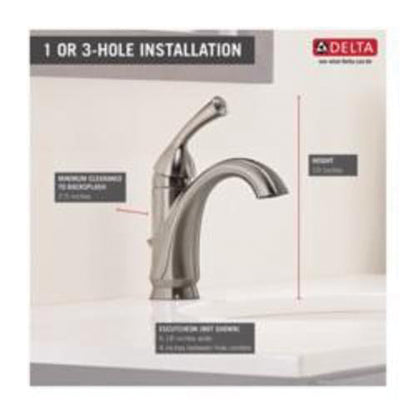 DELTA® Haywood™ Centerset Lavatory Faucet, 1.2 gpm Flow Rate, 6-1/4 in H Spout, 1 Handles, Pop-Up Drain, 1 Faucet Holes, Function: Traditional