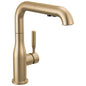 DELTA® 16943-CZ-DST Soft Touch Kitchen Faucet, Residential, 1.8 gpm Flow Rate, 360 deg Swivel Spout, Champagne Bronze, 1 Handles, 1, 3 Faucet Holes