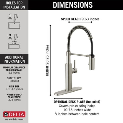 Pull-Down Kitchen Faucet - 1.8 GPM - 9.625"