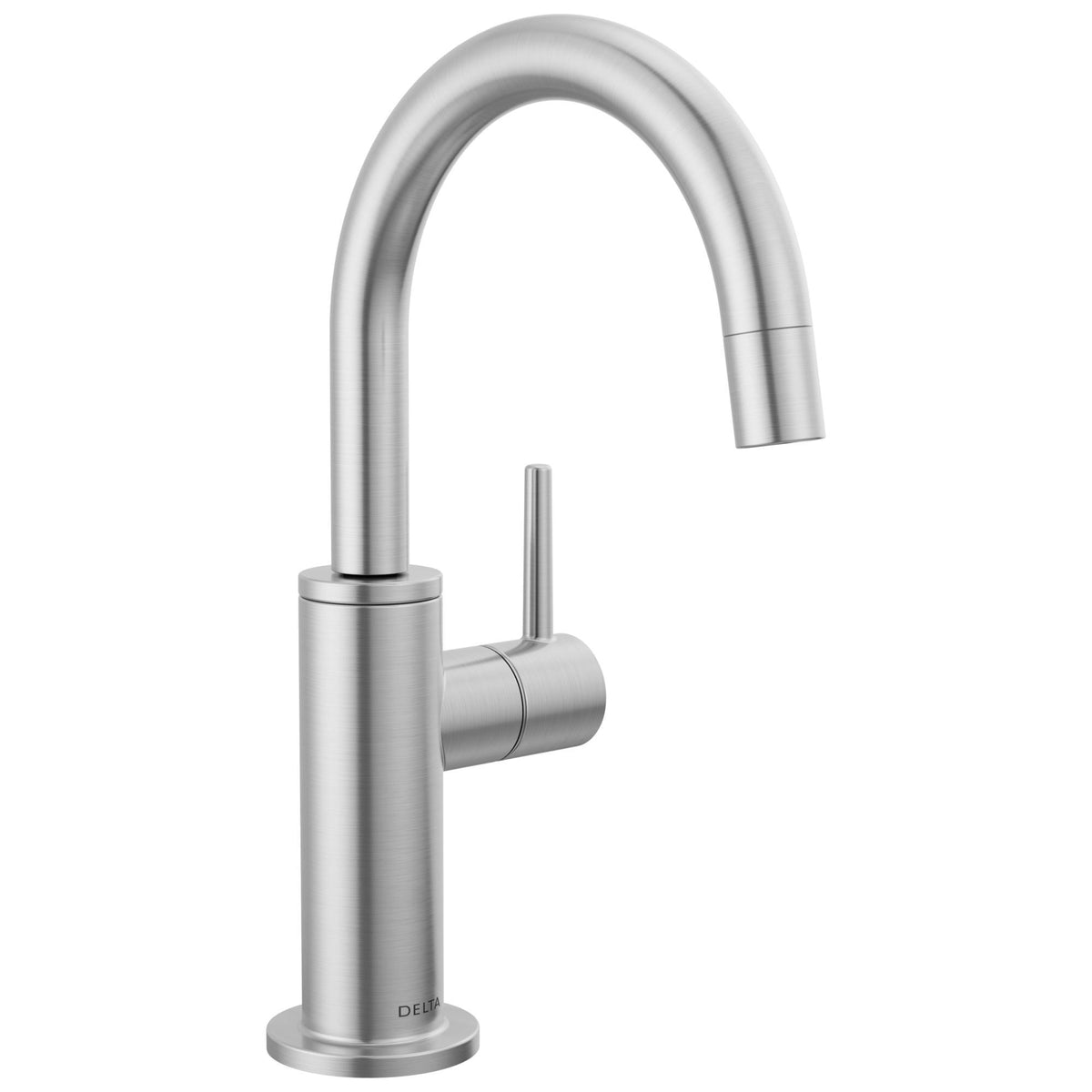 DELTA® 1930-AR-DST Contemporary Round Beverage Faucet, 1.5 gpm Flow Rate, Arctic Stainless, 1 Handles, Import, Commercial/Residential