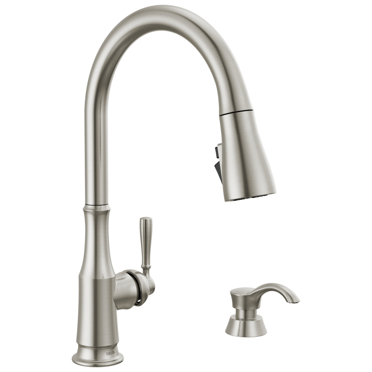 DELTA® 19877Z-SPSD-DST Capertee™ Single Faucet, 1.8 gpm Flow Rate, Spotshield Stainless, 1 Handles, 4 Faucet Holes, Domestic, Commercial