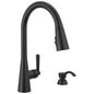 DELTA® 19893Z-BLSD-DST Boyd™ Shield Spray Kitchen Faucet with Soap Dispenser, 1.8 gpm Flow Rate, Matte Black, 1 Handles, 1 Faucet Holes