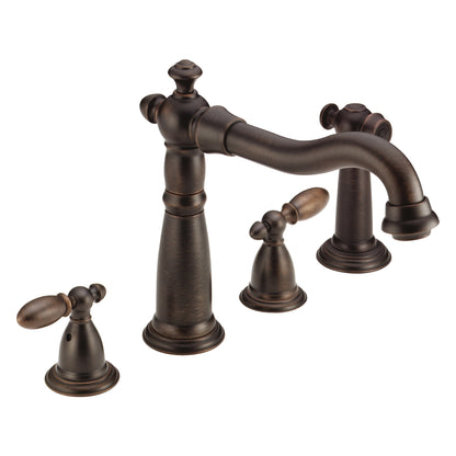 DELTA® Victorian® Kitchen Faucet, Commercial, 6 to 16 in Center, Swivel Spout, 2 Handles, Domestic