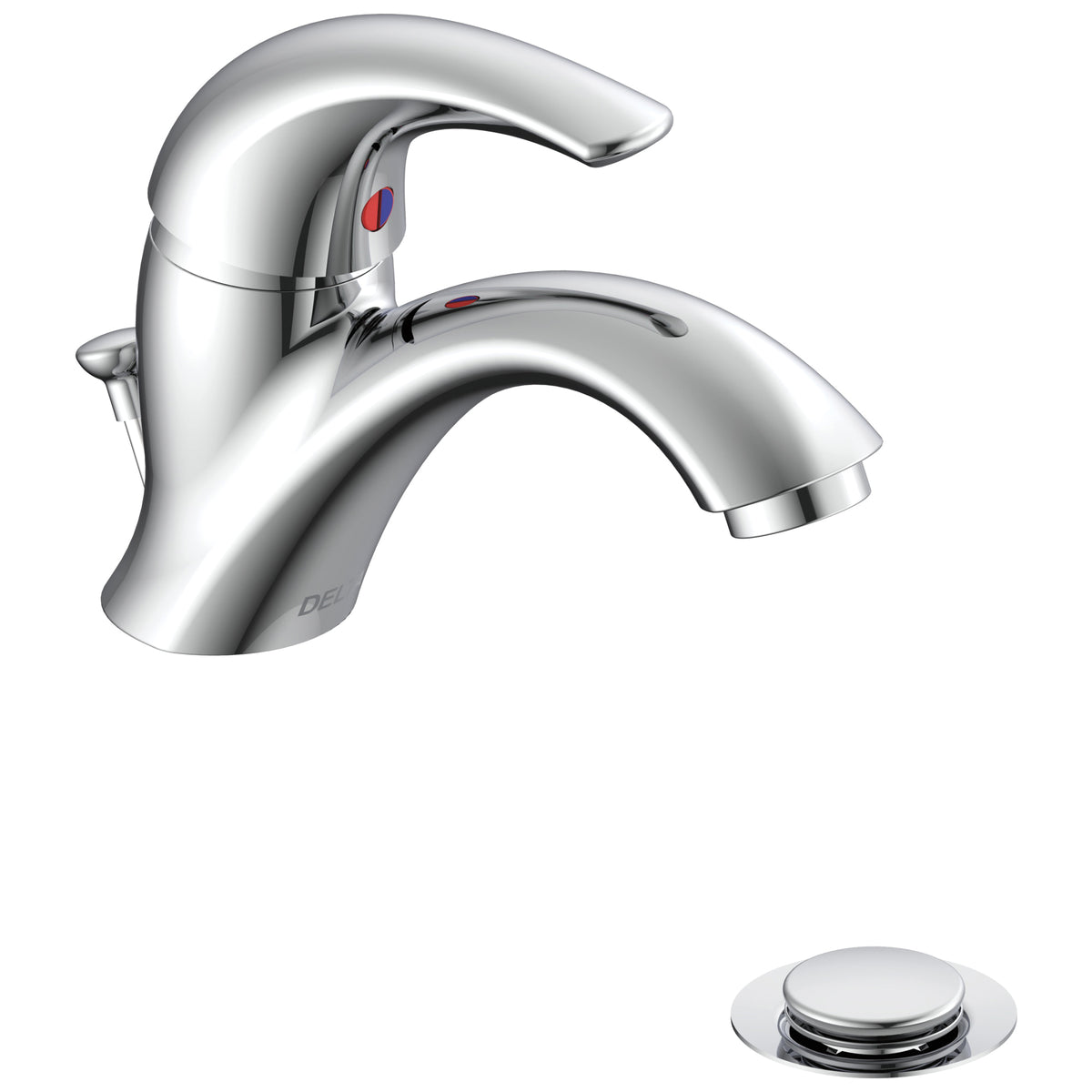 Commercial 22C801 TECK® Lavatory Faucet, Commercial, 1.5 gpm Flow Rate, 2-3/4 in H Spout, 1 Handles, Pop-Up Drain, 1 Faucet Holes, Polished Chrome, Function: Traditional