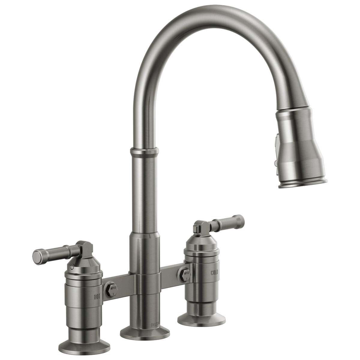 Broderick - Pull-Down Bridge Kitchen Faucet - Deck Mount
