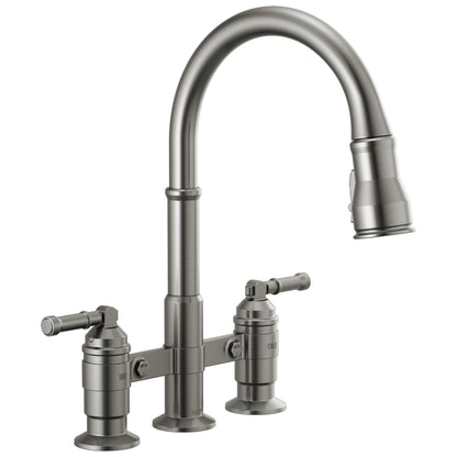 Broderick - Pull-Down Bridge Kitchen Faucet - Deck Mount