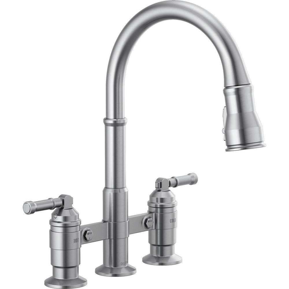 Broderick - Pull-Down Bridge Kitchen Faucet - Deck Mount