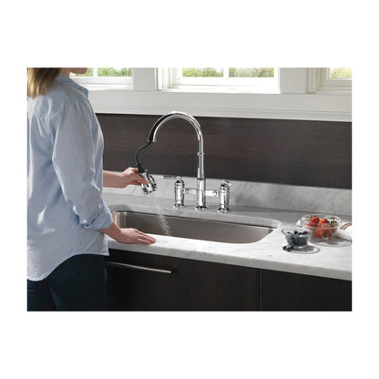 Broderick - Pull-Down Bridge Kitchen Faucet - Deck Mount