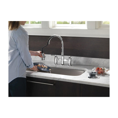 Broderick - Pull-Down Bridge Kitchen Faucet - Deck Mount