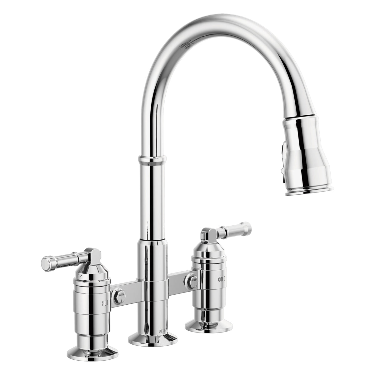 Broderick - Pull-Down Bridge Kitchen Faucet - Deck Mount