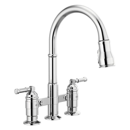 Broderick - Pull-Down Bridge Kitchen Faucet - Deck Mount