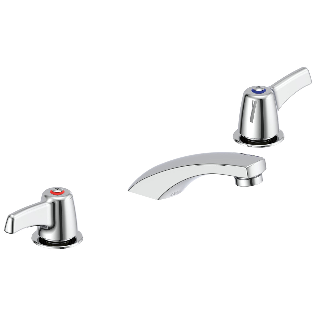 Commercial 23C323 TECK® Widespread Lavatory Faucet, Commercial, 1.5 gpm Flow Rate, 2 in H Spout, 6 to 12 in Center, Polished Chrome, 2 Handles, Import