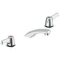 Commercial 23C323 TECK® Widespread Lavatory Faucet, Commercial, 1.5 gpm Flow Rate, 2 in H Spout, 6 to 12 in Center, Polished Chrome, 2 Handles, Import