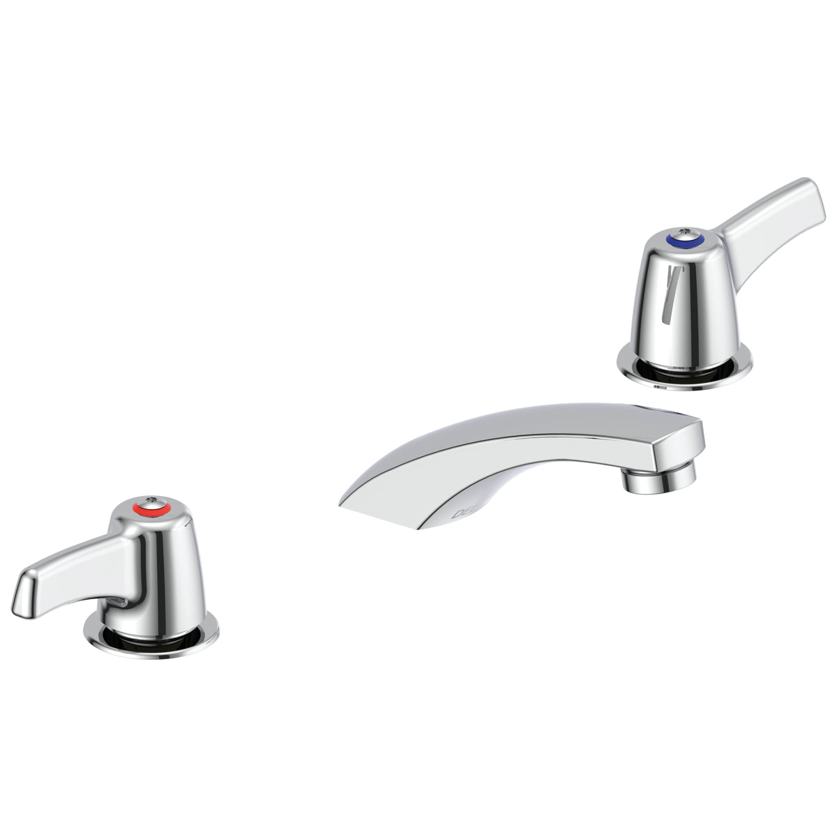 Commercial 23C353 TECK® Widespread Lavatory Faucet, Commercial, 0.5 gpm Flow Rate, 2 in H Spout, 6 to 12 in Center, Polished Chrome, 2 Handles, Import