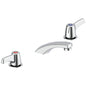 Commercial 23C353 TECK® Widespread Lavatory Faucet, Commercial, 0.5 gpm Flow Rate, 2 in H Spout, 6 to 12 in Center, Polished Chrome, 2 Handles, Import