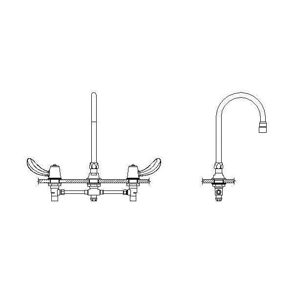 Commercial 23C622-R4 TECK® Widespread Lavatory Faucet, Commercial, 1.5 gpm Flow Rate, 11.8 in H Spout, 6 to 12 in Center, Polished Chrome, 2 Handles, Import