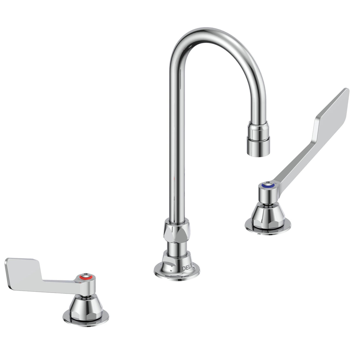 DELTA® 23C625-R TECK® Widespread Lavatory Faucet, DELTA® TECK® Widespread Lavatory Faucet, Commercial, 1.5 gpm Flow Rate, 6 to 12 in Center, Polished Chrome, 2 Handles, Import