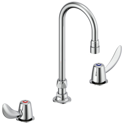 DELTA® 23C652-LS-R TECK® Widespread Lavatory Faucet, DELTA® TECK® Widespread Lavatory Faucet, Commercial, 0.5 gpm Flow Rate, 6 to 12 in Center, Polished Chrome, 2 Handles, Import